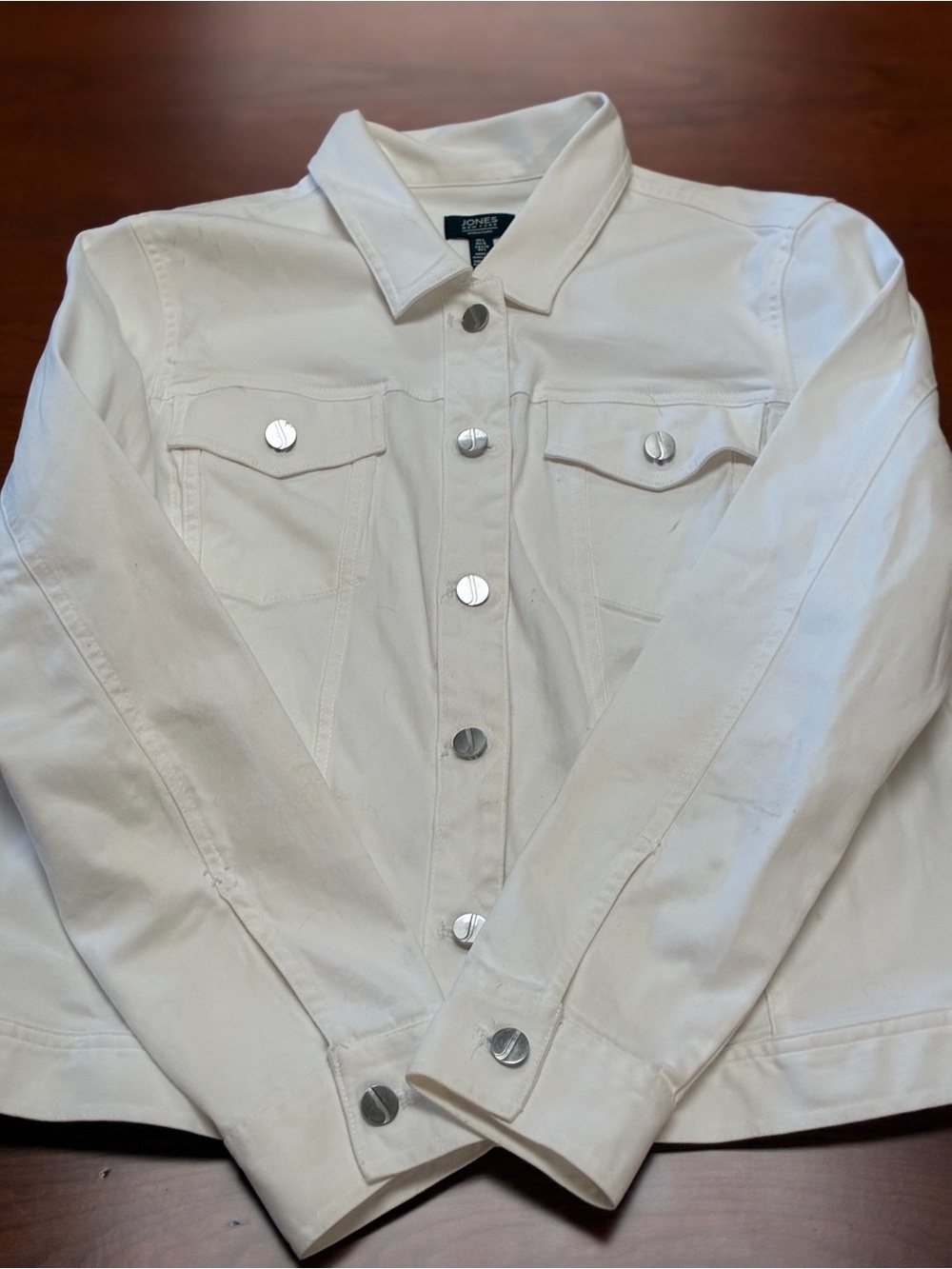 Jones New York White Denim Trucker Jacket Size L
